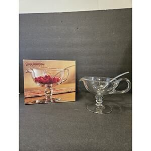 Vintage Glass Gravy Sauce Boat With Ladle Dessert Custard Jug St Michael